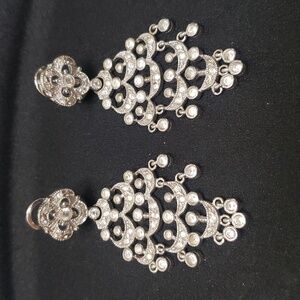 Chandelier Earrings Mini Cubic Zirconia Silver-Tone.